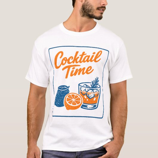 Retro Hand Drawn Cocktail Time Lemons Bar Art Tシャツ (正面)