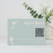 Retro Hand Drawn Colorful Funky QR Code Wedding  出欠カード (スタンド正面)