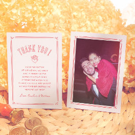 Retro Hand Drawn Cupid Modern Photo Wedding サンキューカード