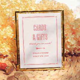 Retro Hand Drawn Cupid Wedding Cards & Gifts Sign ポスター
