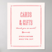 Retro Hand Drawn Cupid Wedding Cards & Gifts Sign ポスター (正面)