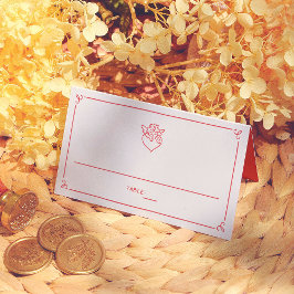 Retro Hand Drawn Cupid Wedding Guest Table Number プレイスカード