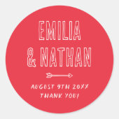 Retro Hand Drawn Cupid Wedding Thank You Favor ラウンドシール (正面)