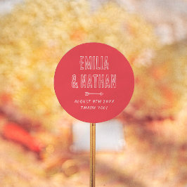 Retro Hand Drawn Cupid Wedding Thank You Favor ラウンドシール