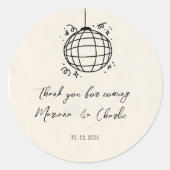 Retro Hand Drawn Disco Ball Illustration  ラウンドシール (正面)