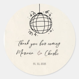 Retro Hand Drawn Disco Ball Illustration  ラウンドシール