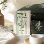 Retro Hand Drawn Festive Santa Champagne Christmas シーズンカード