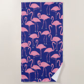 Retro Hand-Drawn Flamingo Pattern | Cool Coastal ビーチタオル (正面)