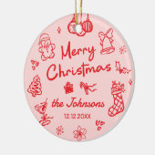 Retro Hand Drawn Friendsmas Christmas Party Photo セラミックオーナメント (左)