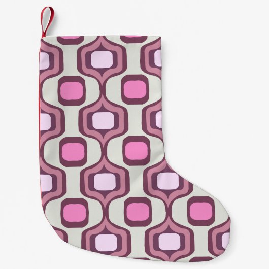 Retro Hand Drawn Geometric Square Pattern Minimal スモールクリスマスストッキング (正面)