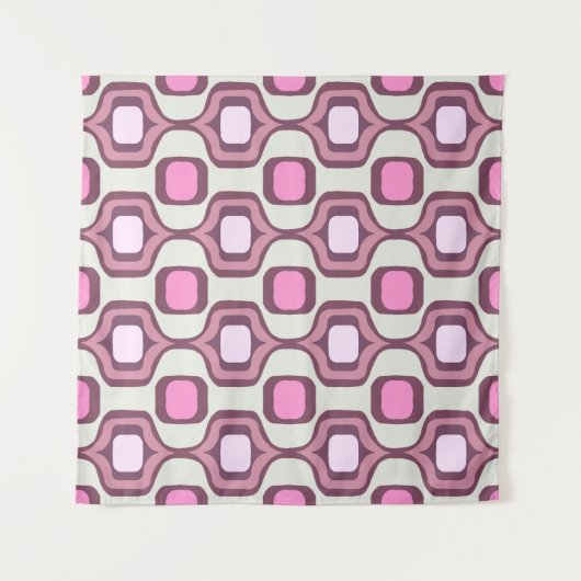 Retro Hand Drawn Geometric Square Pattern Minimal タペストリー (正面(横))