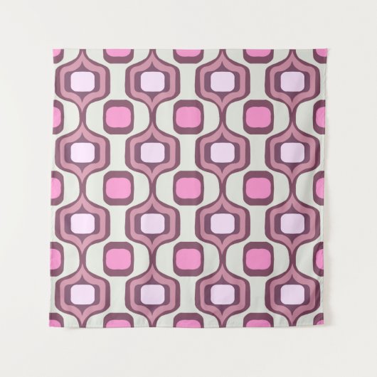 Retro Hand Drawn Geometric Square Pattern Minimal タペストリー (正面)