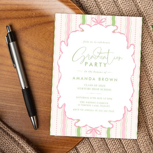 Retro Hand Drawn Grad Party 2026 招待状