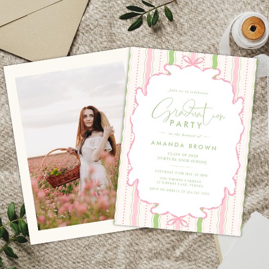 Retro Hand Drawn Grad Party 2026 招待状