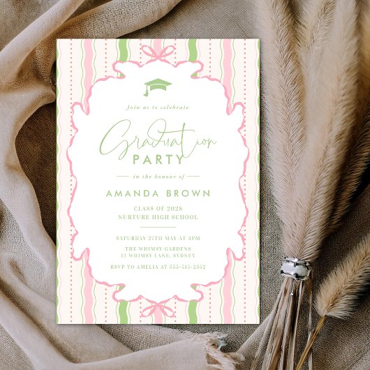 Retro Hand Drawn Grad Party 2026 招待状