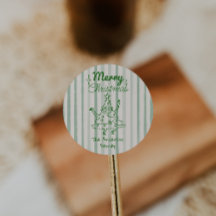 Retro Hand Drawn Green Funny Christmas Tree 