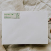 Retro Hand Drawn Green Funny Christmas Tree ラベル