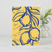 Retro Hand Drawn Handwritten Blue Italian Wedding 招待状 (スタンド正面)