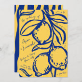 Retro Hand Drawn Handwritten Blue Italian Wedding 招待状 (正面/裏面)