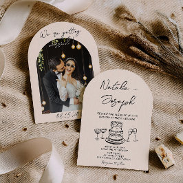 Retro Hand Drawn Quirky Arched Photo Wedding 招待状