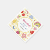 Retro Hand Drawn Quirky Birthday Party スタンダードカクテルナプキン (角)