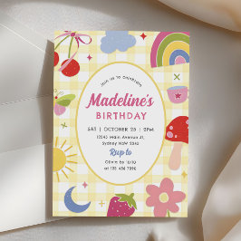 Retro Hand Drawn Quirky Birthday Party 招待状