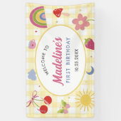 Retro Hand Drawn Quirky Birthday Party 横断幕 (縦)