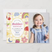 Retro Hand Drawn Quirky Birthday Party Photo 招待状 (正面)