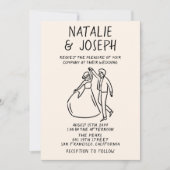 Retro Hand Drawn Quirky Unique QR Code Wedding 招待状 (正面)