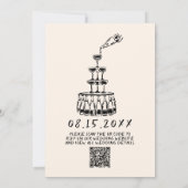 Retro Hand Drawn Quirky Unique QR Code Wedding 招待状 (裏面)