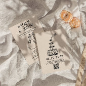 Retro Hand Drawn Quirky Unique QR Code Wedding 招待状