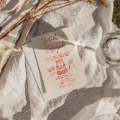 Retro Hand Drawn Red Cake Unique Photo Wedding 招待状