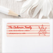 Retro Hand Drawn Red Funny Christmas Tree Address ラベル (インサイチュ)