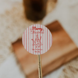 Retro Hand Drawn Red Funny Christmas Tree Vintage ラウンドシール