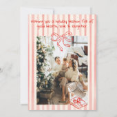 Retro Hand Drawn Red Funny Christmas Trees Bow シーズンカード (裏面)