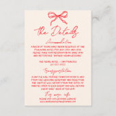 Retro Hand Drawn Red Trendy Quirky Wedding Details エンクロージャーカード (正面)