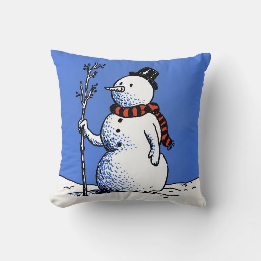 Retro Hand-Drawn Snowman クッション (正面)