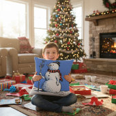 Retro Hand-Drawn Snowman クッション