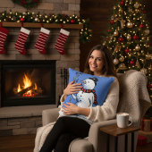 Retro Hand-Drawn Snowman クッション