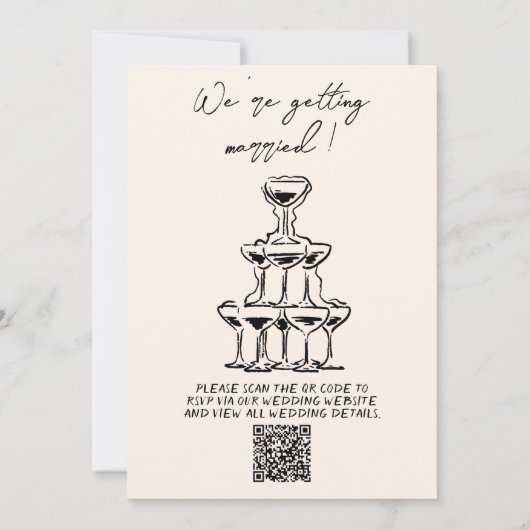 Retro Hand Drawn Written Cake QR Code Wedding 招待状 (裏面)