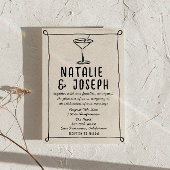Retro Hand Drawn Written Cocktail Photo Wedding 招待状
