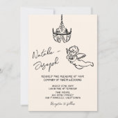 Retro Hand Drawn Written Quirky QR Code Wedding 招待状 (正面)