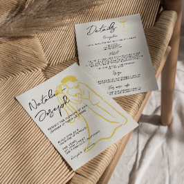 Retro Hand Drawn Written Summer All In One Wedding 招待状