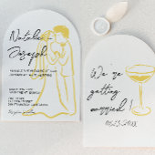 Retro Hand Drawn Written Summer Arched Wedding 招待状