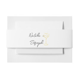 Retro Hand Drawn Yellow Champagne Summer  Wedding 招待状ベリーバンド