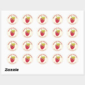 Retro Hand-Illustrated Strawberry Jam Jar Label ラウンドシール (シート)