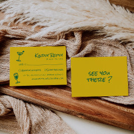 Retro Hand Written Drawn Colorful Funky Wedding  出欠カード