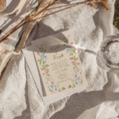 Retro Hand Written Drawn Floral Summer Wedding 招待状