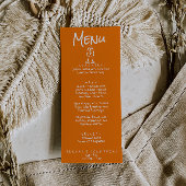 Retro Hand Written Drawn Orange Quirky Fun Wedding メニュー