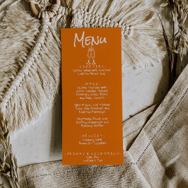 Retro Hand Written Drawn Orange Quirky Fun Wedding メニュー